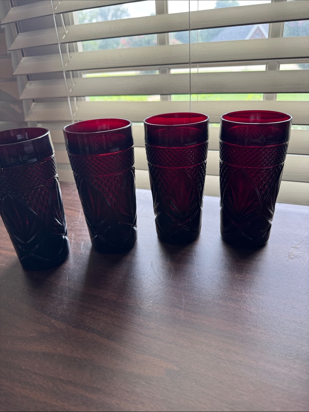Set of 4 Luminarc Cristal D’Arques Durand Ruby Red Tumblers